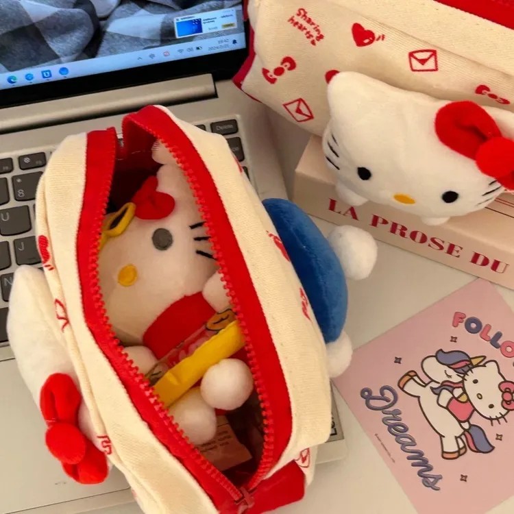 高颜值化妆包大容量收纳袋hellokitty日系少女心文具学生笔袋ins