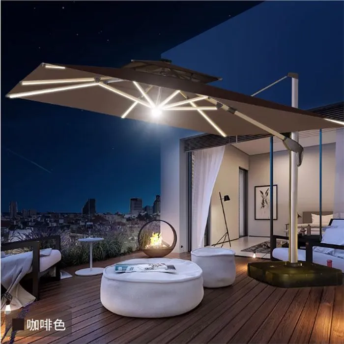 五域加厚折叠防水遮阳伞两用防雨咖啡色太阳伞家用庭院户外大号伞