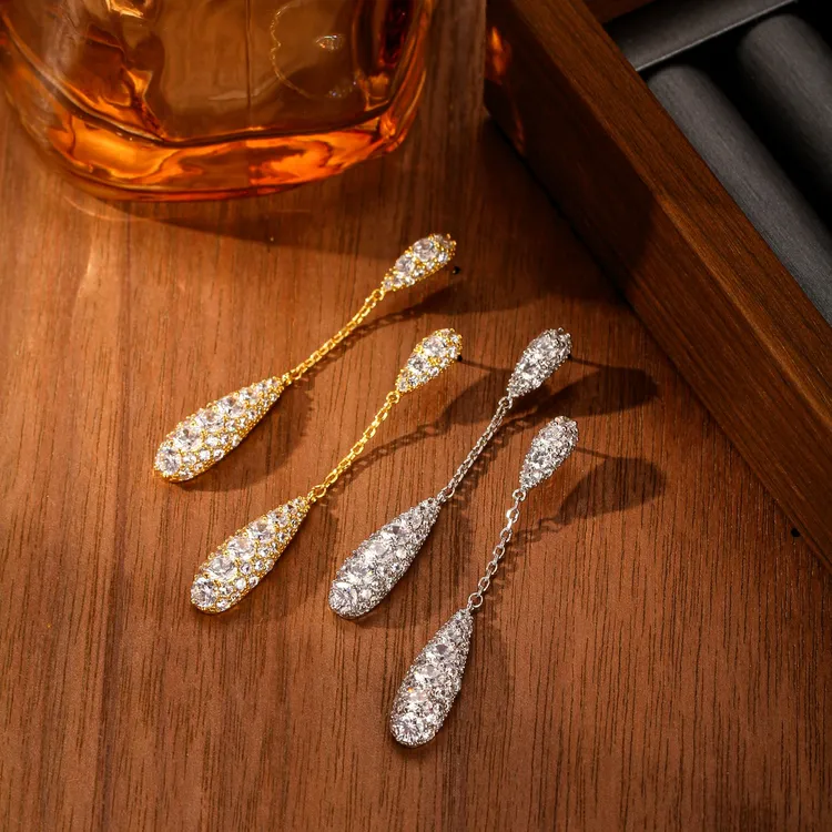 【KEFAN珂梵】水滴铃铛法式耳钉镶钻女长款日韩耳饰小众