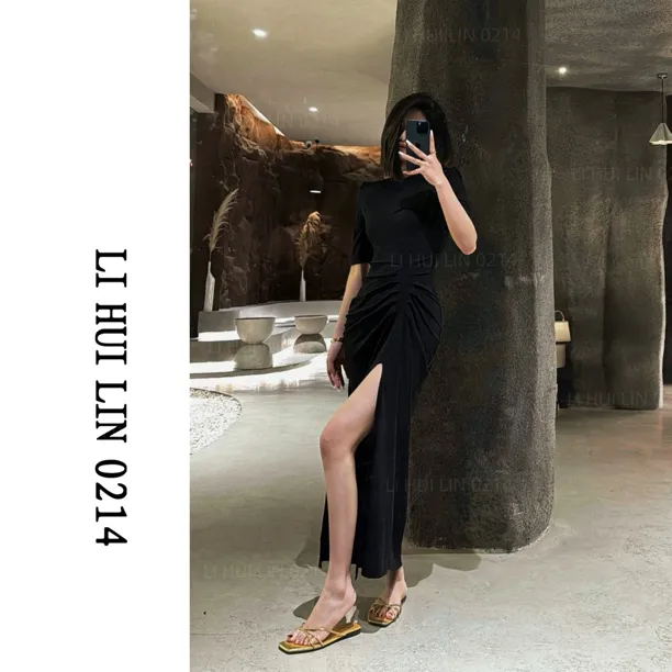 LIHUILIN/【绝美诱惑】女神范性感遮肚开叉长裙