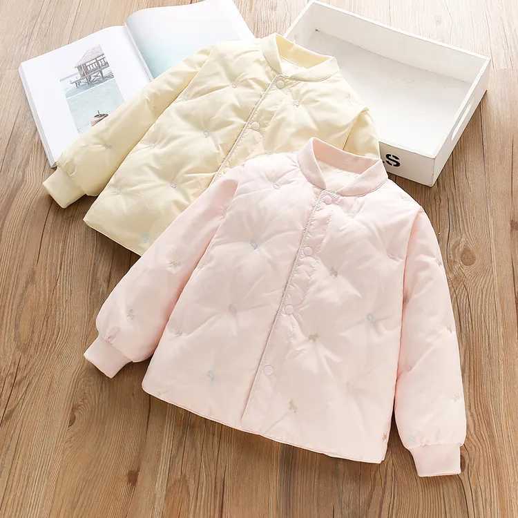 校服内搭神器 女童轻薄款羽绒搭校服长袖内胆 儿童刺绣羽绒服外套