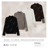 MRFEITO【纯色物语】高级感亮片袖口百搭半高领打底H2SY02D35331