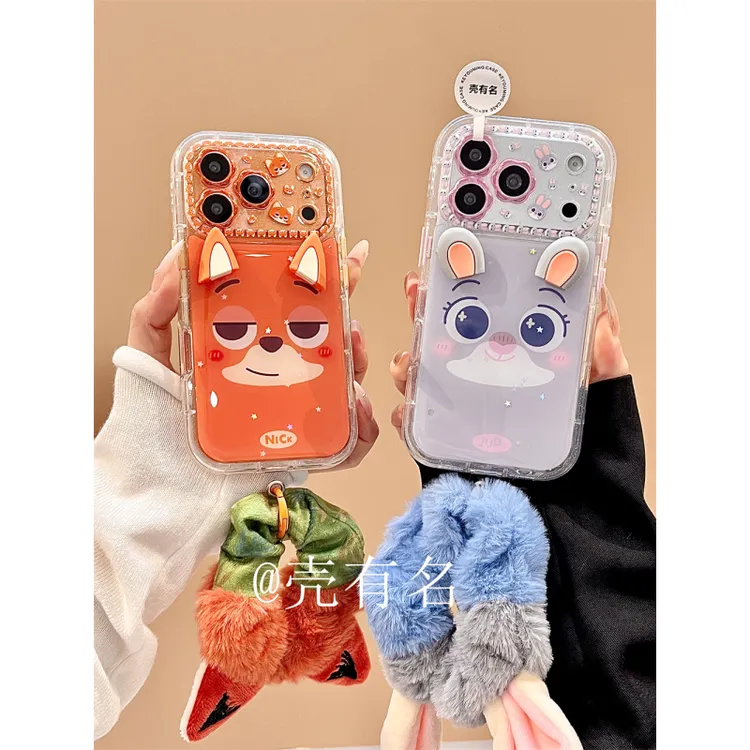 动漫立体耳朵大脸朱迪尼克手腕带适用苹果17手机壳iPhone16/15/14