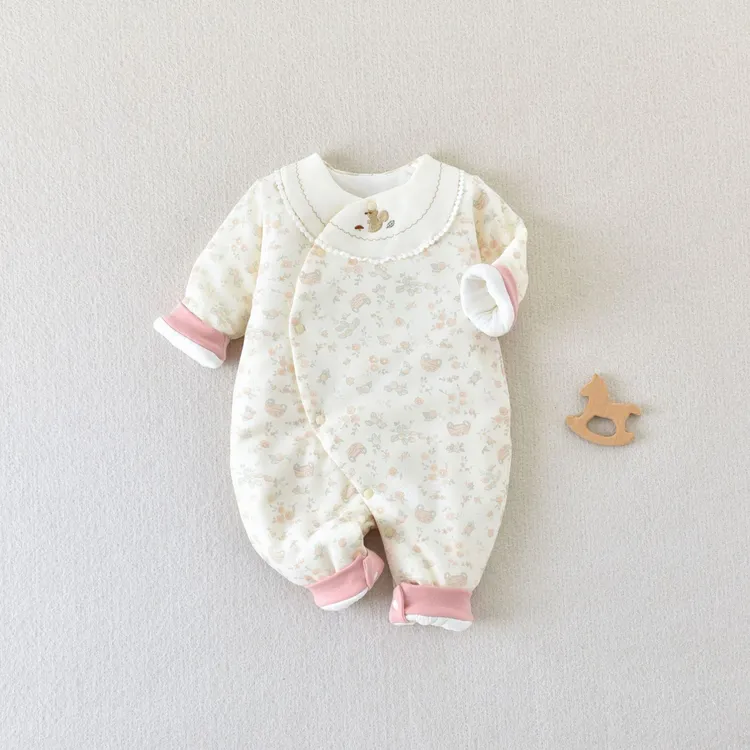 婴儿加棉克连体衣夹棉加厚秋冬装哈衣连身衣爬服男女婴幼衣服冬季