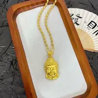 铜合金项链 新中式如来佛头项链女款弥勒佛百搭复古锁骨链