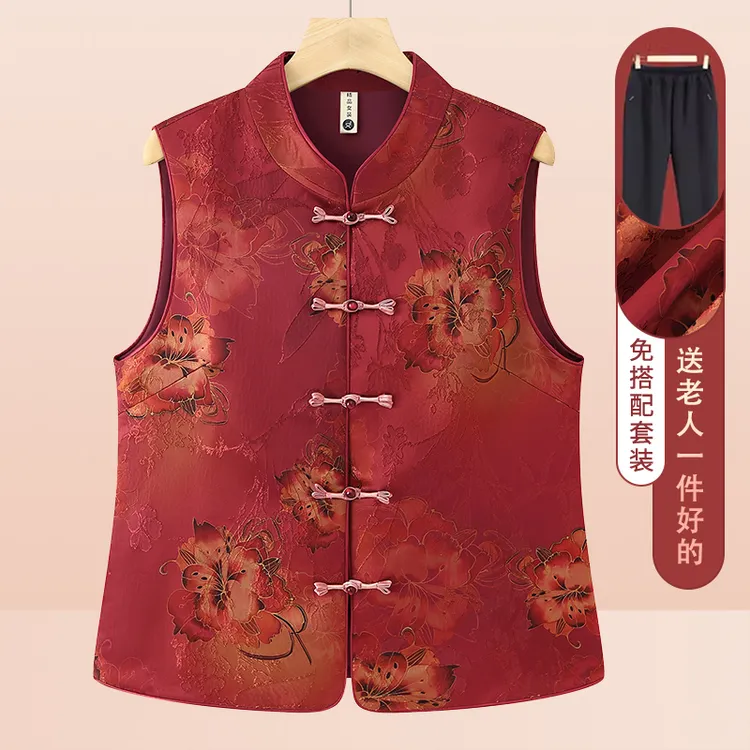 中老年人秋装马甲女老太太中式国风坎肩妈妈秋冬背心奶奶唐装马夹