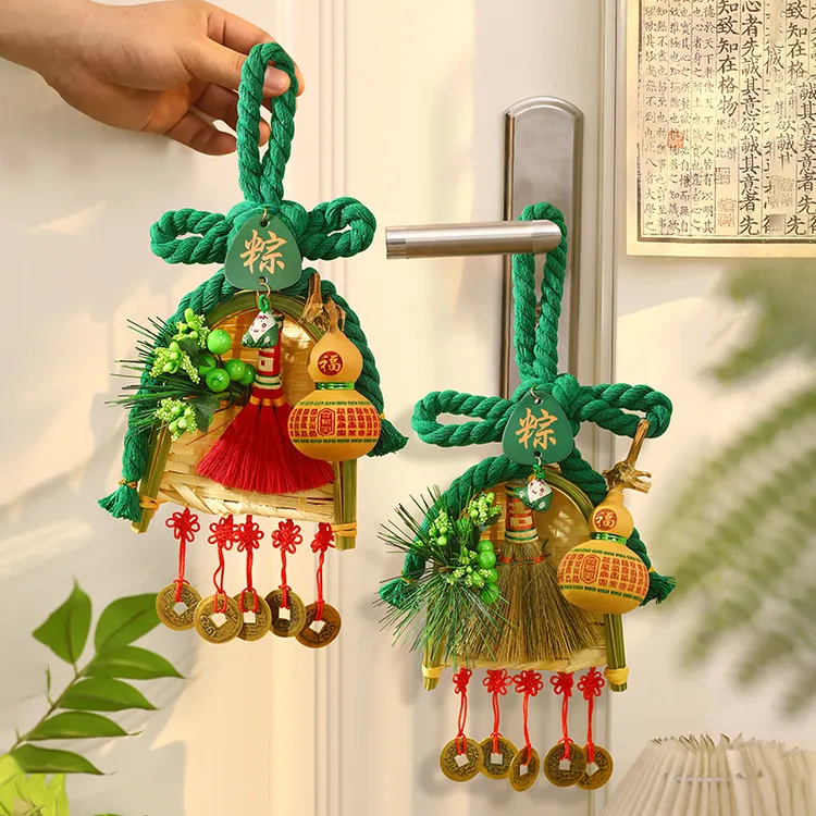 端午节艾草门挂万字结门口把手挂饰葫芦扫把粽子挂件成品香包香囊