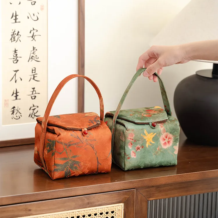  新中式宋锦茶事包茶具收纳包布袋便携户外手提包旅行加厚茶器包