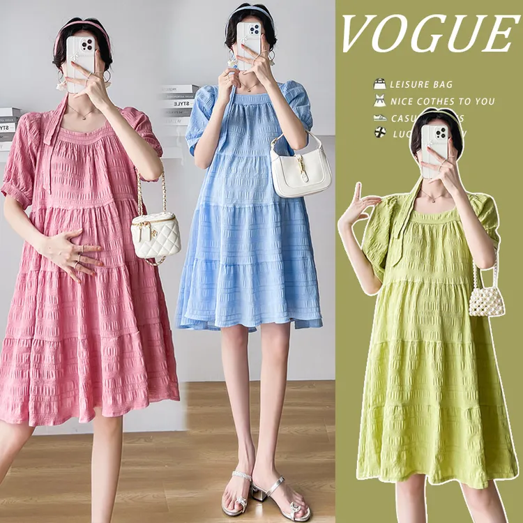 孕妇装春夏装大码孕妇新款洋气连衣裙娃娃裙韩版夏季小清新孕妇装