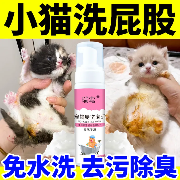猫咪擦屁股神器奶猫幼猫免水洗屁股清洁干洗泡沫猫咪洗屁股除臭剂