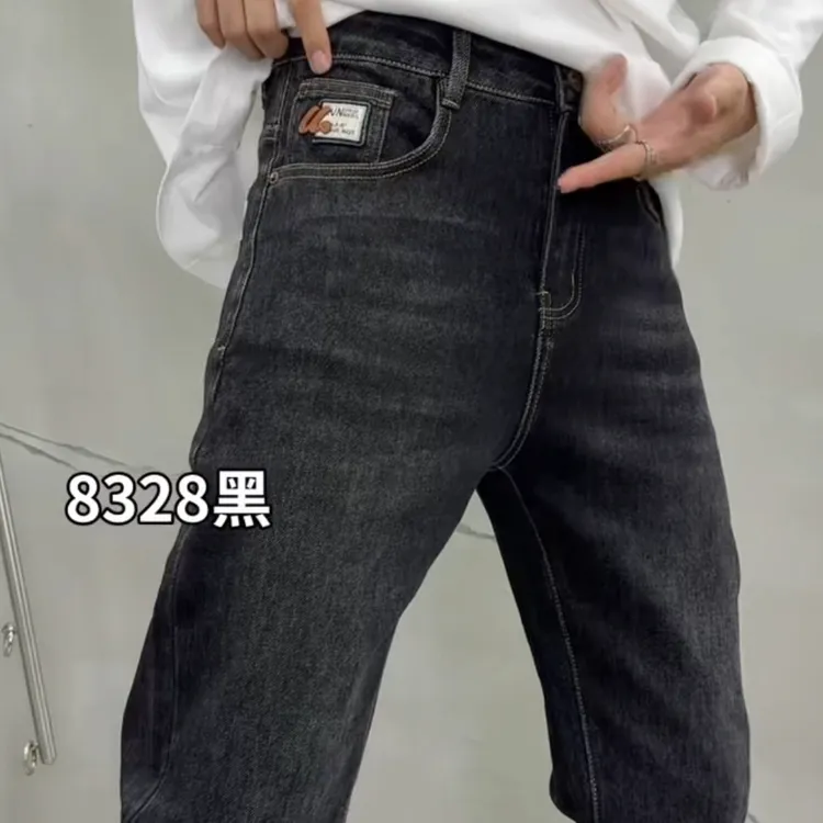 秋季牛仔裤男刺绣休闲百搭小直筒长裤夏季显瘦直筒