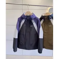 AW.2025紫色情侣款冲锋衣棉服外套撞色拼接.时尚百搭Z-9182-1
