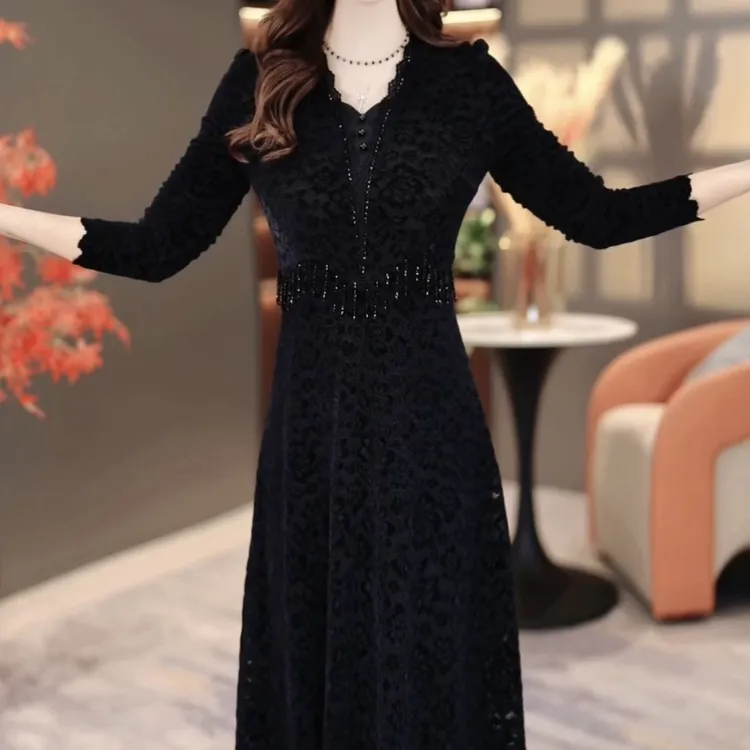 【连衣裙】2025秋冬新款显瘦修身气韩版质遮肚子连衣裙MY25Y3070