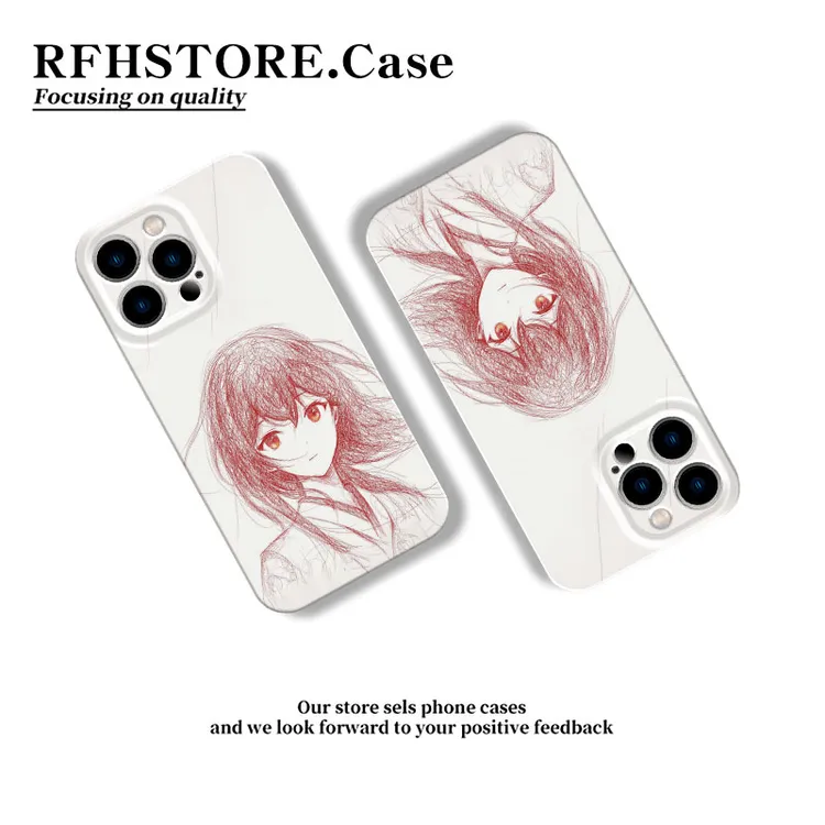 素描清纯红色少女适用iphone17菲林手机壳苹果16华为vivo小米oppo