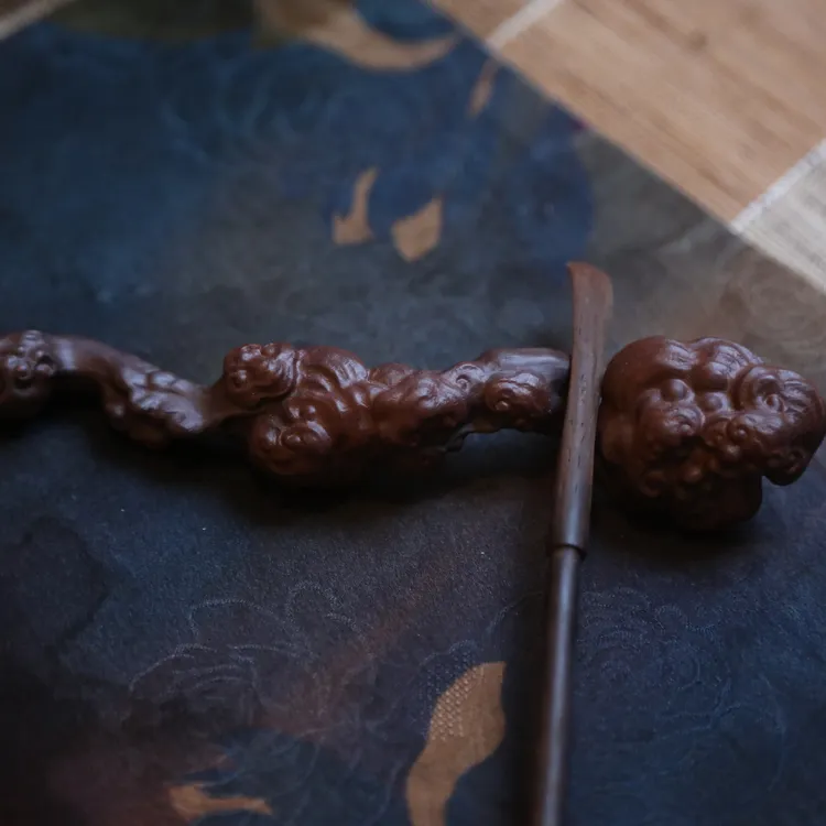 璞素文庭精选紫砂茶宠灵芝如意摆件小精品可作笔搁茶搁笔架