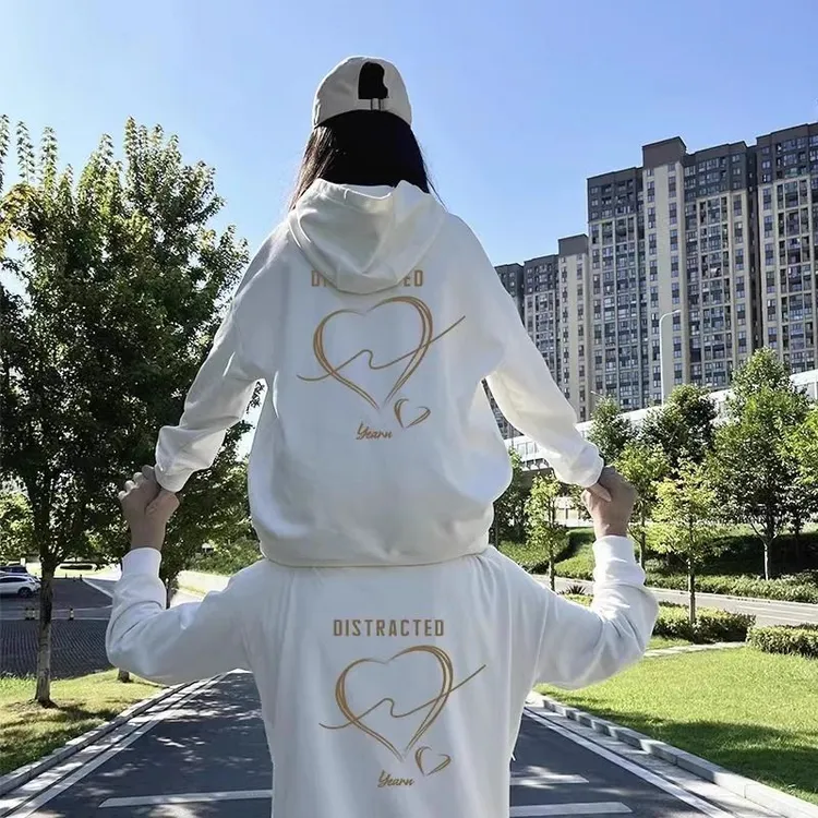 秋上新开衫款秋冬季新款高级感男女连帽卫衣特别情侣装小众爱心印