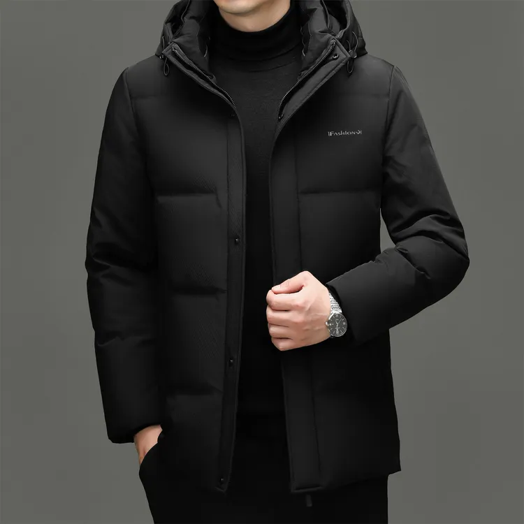 冬季男士90绒子白鸭绒可脱卸内胆可脱卸帽加厚保暖羽绒服