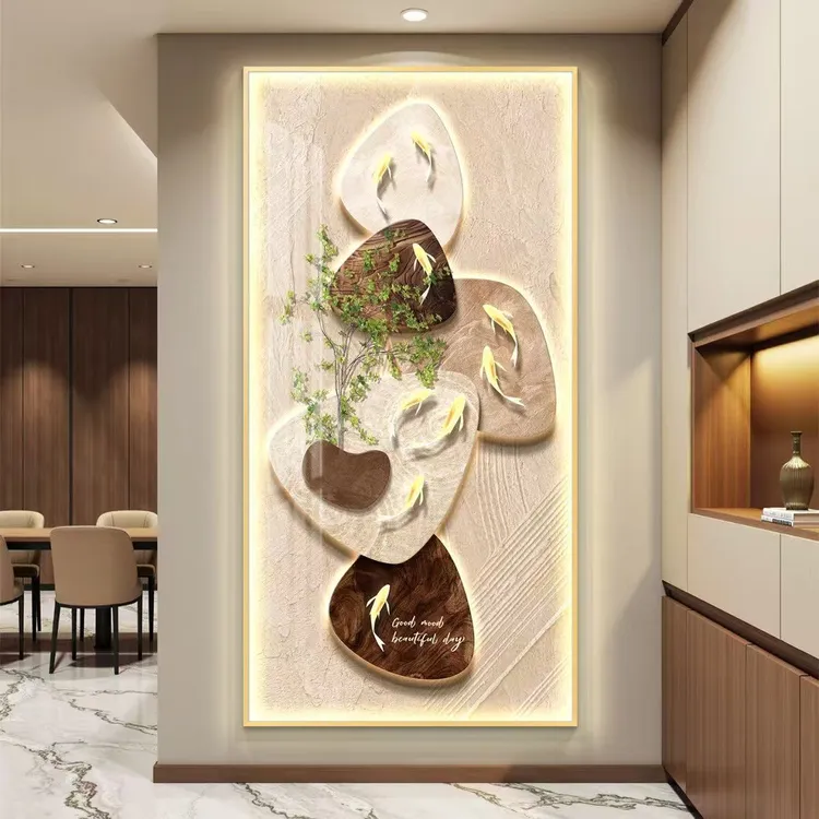 轻奢进门入户玄关装饰画高级感走廊过道挂画现代简约麋鹿玄关壁画