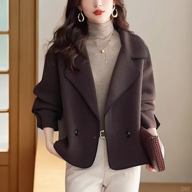 2025年春秋季新款韩版女装毛呢短外套时尚西服修身短款呢子小西装