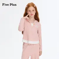 Five Plus童装女童套装8-12岁春秋款儿童服装假两件彩扣女童裤子