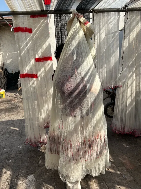 机制大力马线5分眼四米高，直径六米重八斤半，铅坠一开到顶