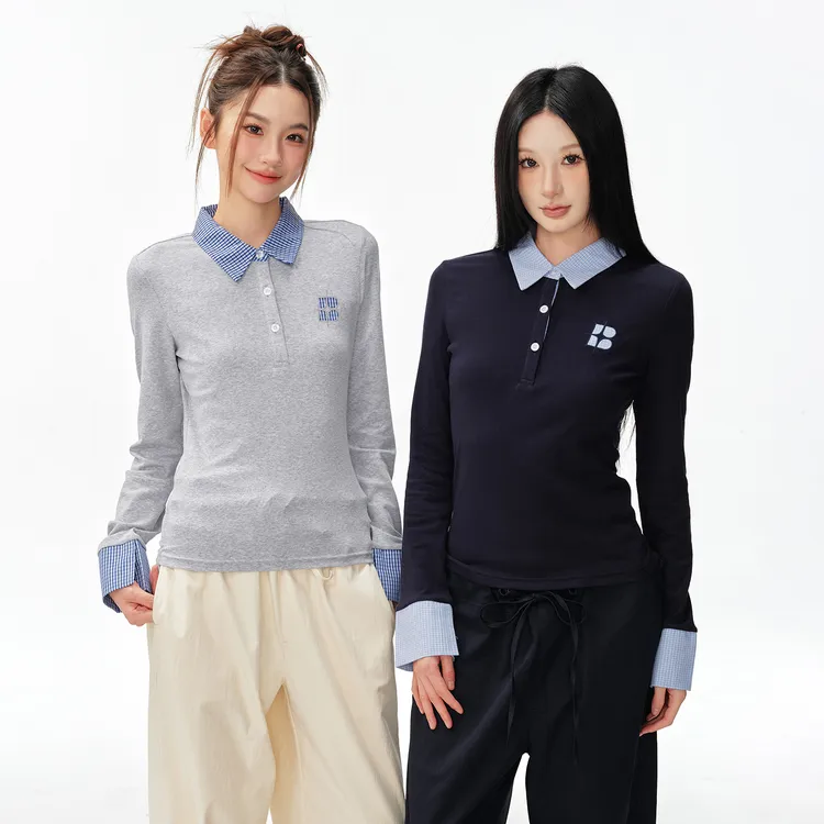 BIPOLAR丨LOVETEST 【达】女款假两件休闲女士修身长袖POLO 13L050