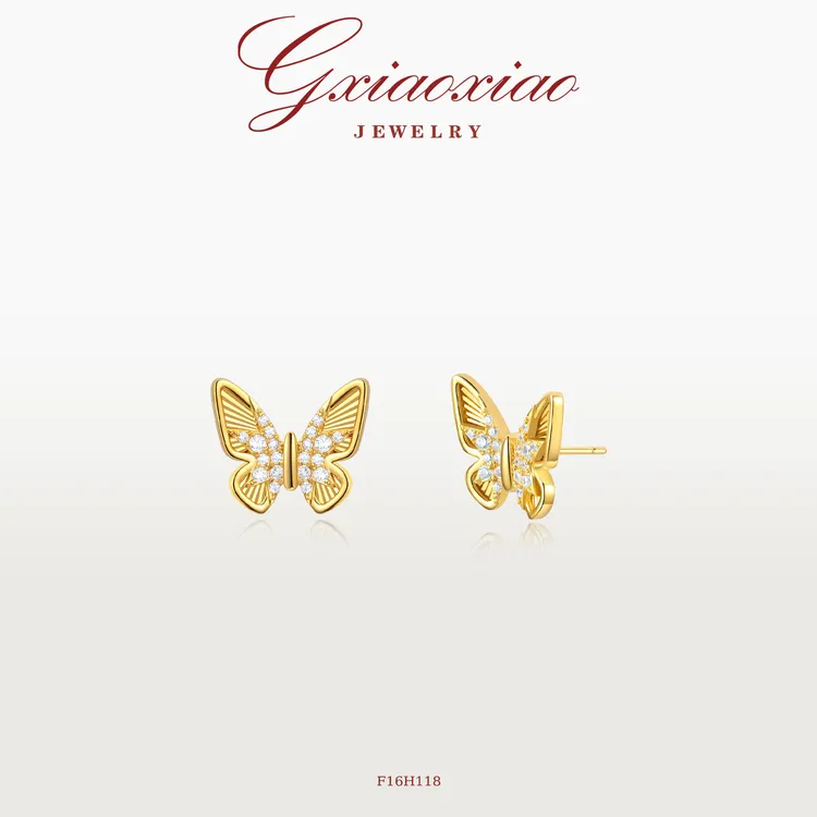 G XIAOXIAO合成锆石耳饰时尚气质小众高级清冷感蝴蝶耳环 F16H118