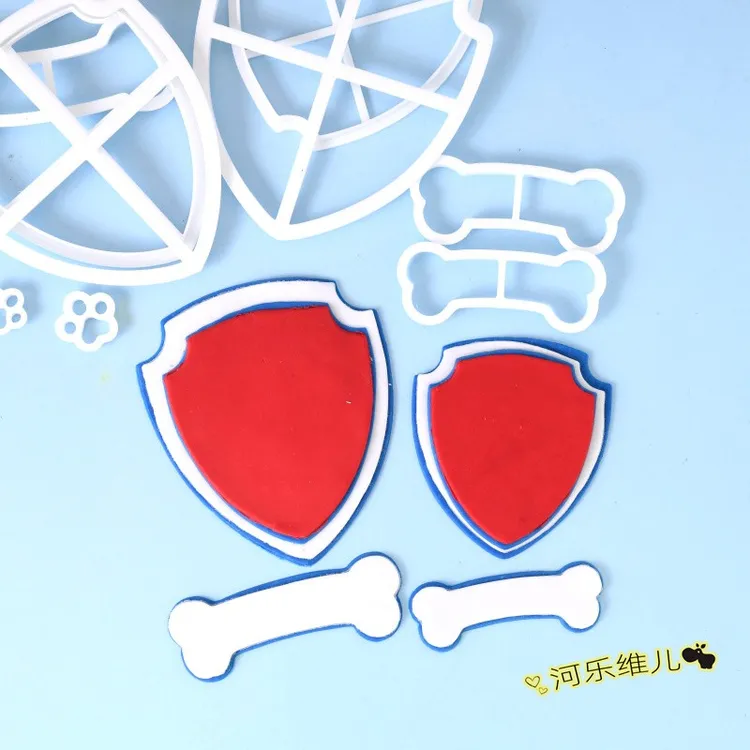 河乐维儿 骨头爪子翻糖切模盾牌狗狗  翻糖生日儿童蛋糕烘焙模具