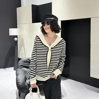 大码女装海军领长袖针织衫120斤到220斤胖mm洋气可爱减龄上衣冬季