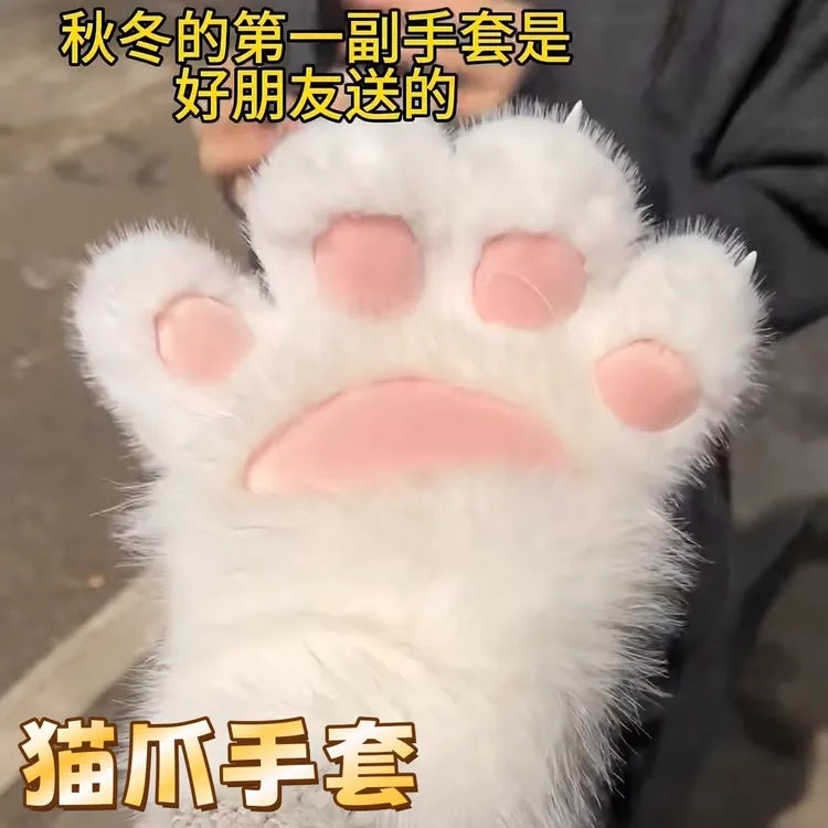 可爱猫爪手套冬季御寒加厚保暖肉垫手套cosplay道具送朋友小礼物