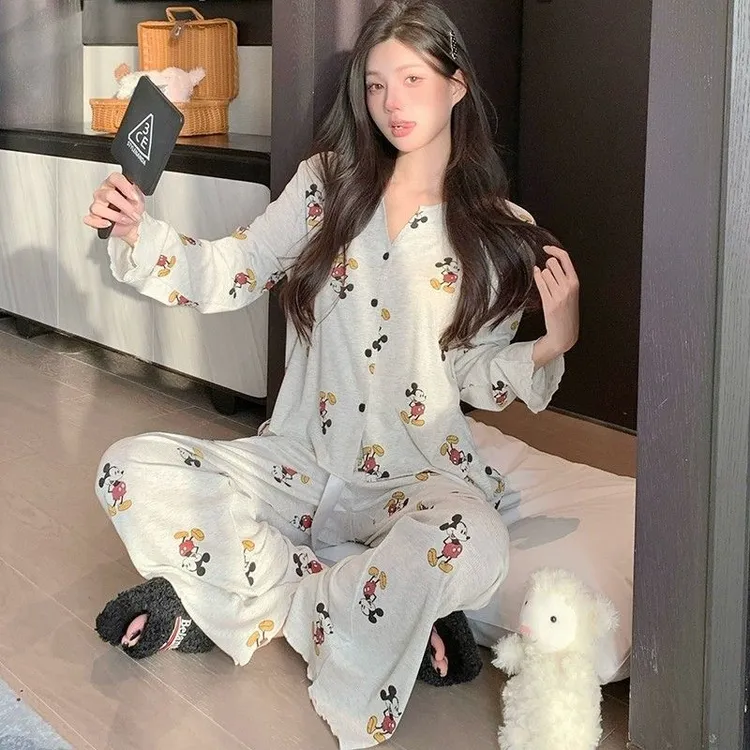 2025新款莫代尔睡衣女春秋夏季米奇家居服休闲时尚宽松可外穿套装