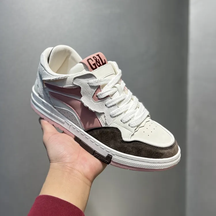 小众配色板鞋2025春季新款粉色时尚百搭软底舒适男士潮流休闲鞋