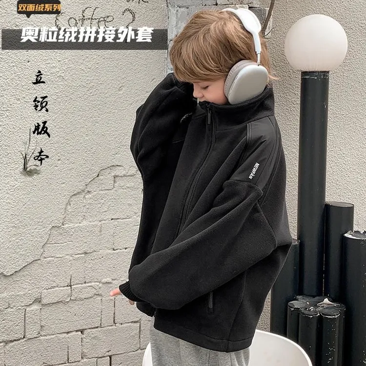 韩版童装男童外套冬季儿童春秋季冬款加绒摇粒绒衣服上衣潮宝宝潮