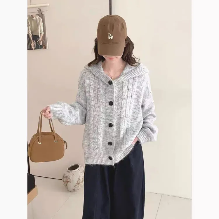 休闲风针织保暖纯色常规毛针织衫慵懒风cleanfit风