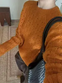 欧货编织镂空套头针织上衣