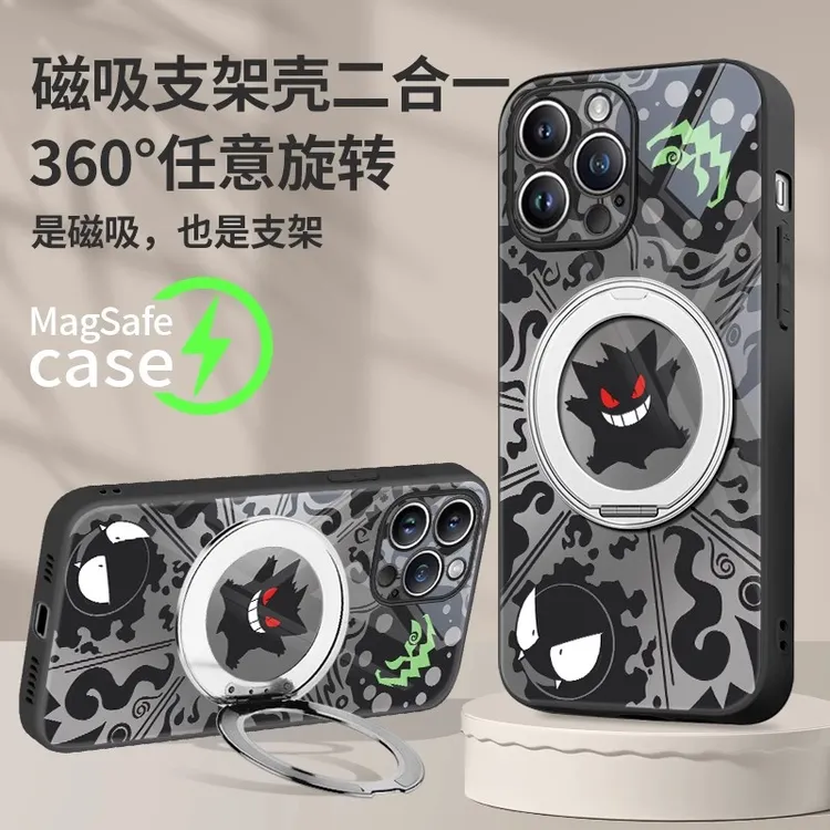 鬼斯通耿鬼适用苹果16手机壳磁吸华为mate70宝可梦潮酷60旋转支架