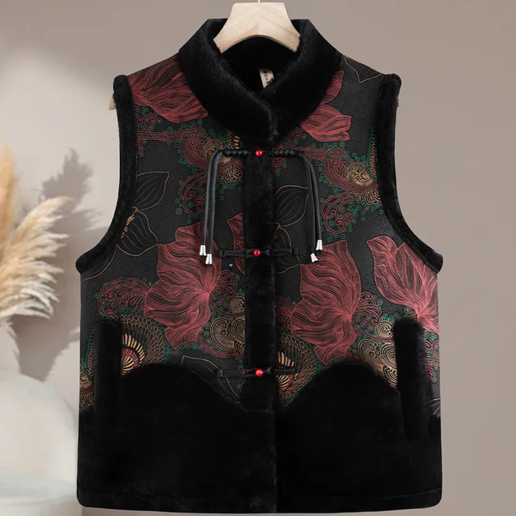 中老年女装秋冬新款马夹加绒加厚妈妈装冬装保暖开衫马甲老人衣服