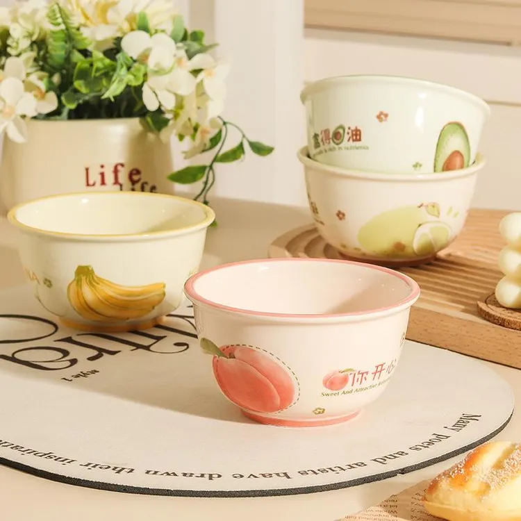 【水果碗】家用陶瓷可爱卡通网红米饭碗釉下彩高颜值吃饭碗甜品碗