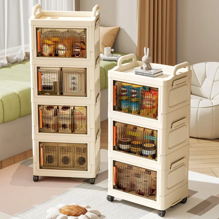 零食置物架小推车收纳架家用客厅多层落地移动储物架玩具整理架子
