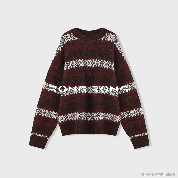 溶溶【织暮雪花】RONGRONG 绵羊毛混纺提花费尔岛老钱毛衣RRF521050