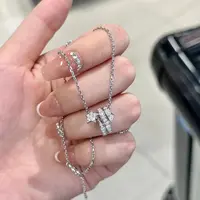 坠链均足银仿水晶 设计感环绕五角星项链轻奢百搭星星吊坠