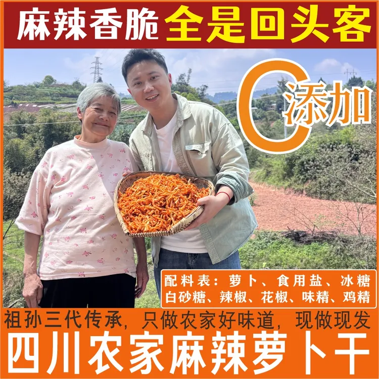 无科技四川麻辣萝卜干农家腌制下饭菜开胃咸菜赶水萝卜干250g/袋