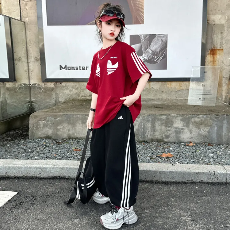 女童夏季韩版休闲套装2025新款女大童洋气时髦夏款儿童夏装两件套