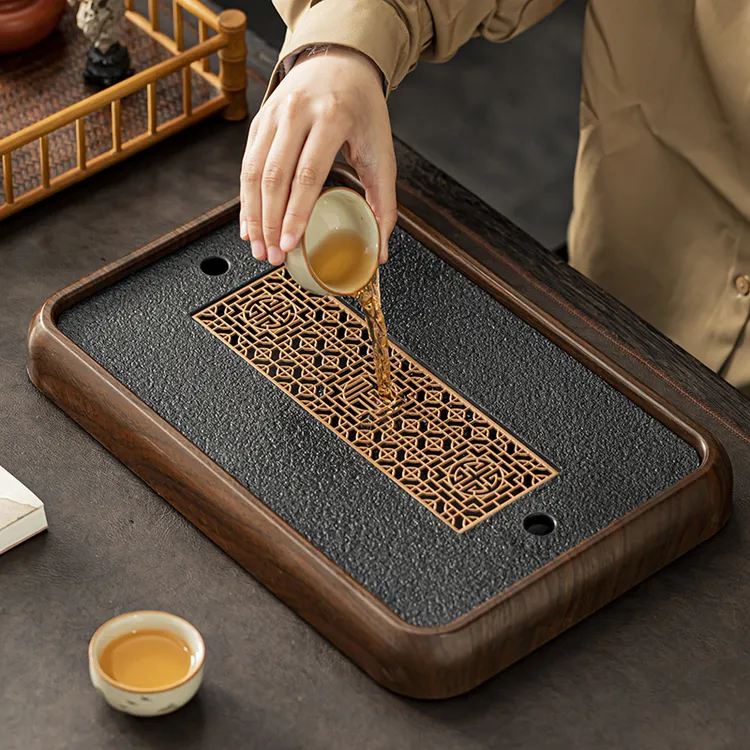 高档仿乌金石茶盘家用茶台沥水盘茶托盘茶具2025新款茶海干泡茶盘
