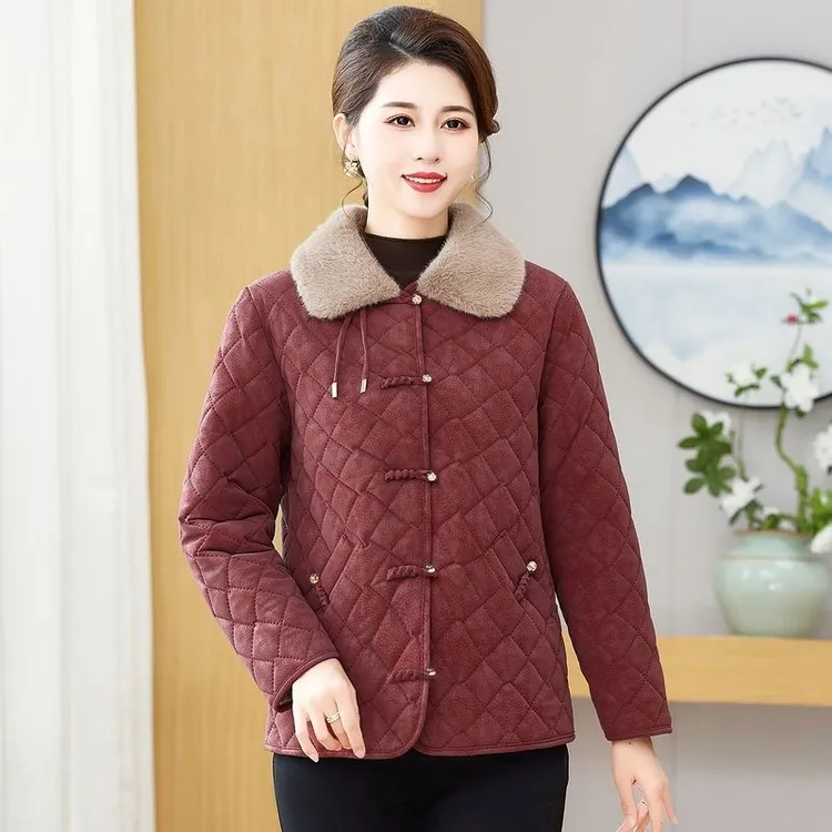 妈妈装棉衣棉袄女加绒加厚家居服修身洋气保暖时尚冬季新款减龄