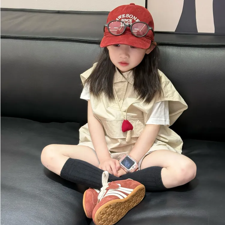 小惜亦夏季新款潮酷风衬衫裙白色短袖休闲短裤女童洋气设计感套装