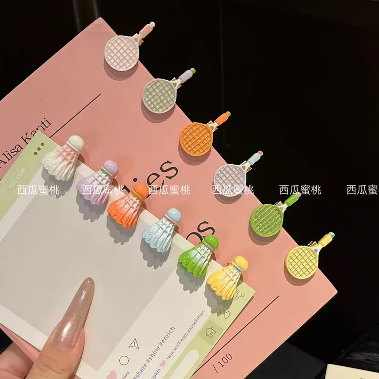 卡通羽毛球发夹少女心甜美可爱发卡边夹刘海夹碎发夹发饰头饰