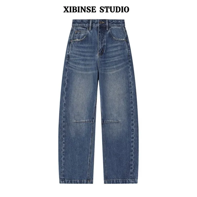 【XIBINSE】杨幂同款水洗女牛仔裤苹果型身材显瘦裤子秋季弯刀裤