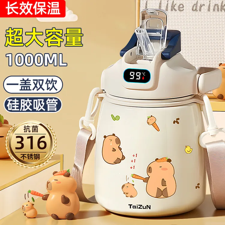 大肚保温杯2025新款女生大容量杯子高颜值学生上学专用便携水壶