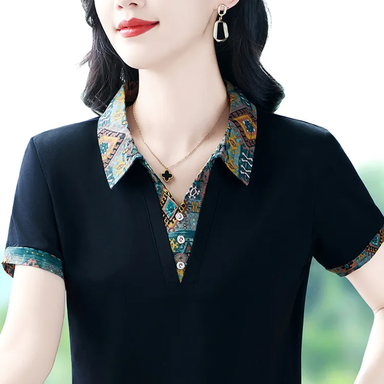 恒源祥集团彩羊时尚休闲短袖T恤女2025夏季新款减龄POLO衫上衣女